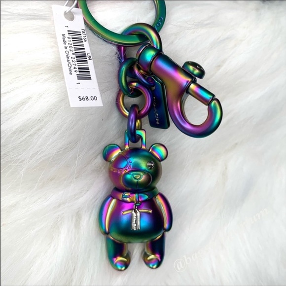 Coach Hologram Iridescent 3D Bear Key Chain - Picture 3 of 8